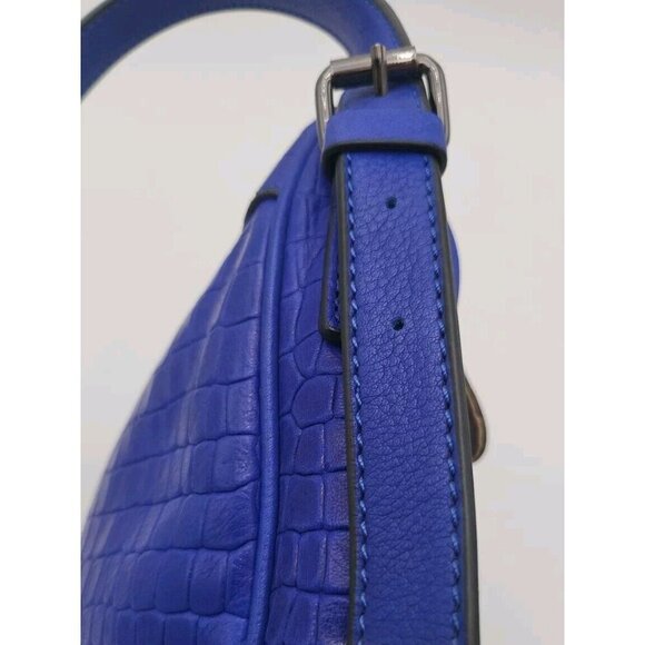 Royal Blue T Tahari Purse Alligator Crocodile Medium Preowned EUC Fast Ship - Picture 8 of 14